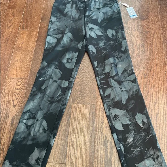 Insight Black Gray Flower Pattern Size 12 Pants